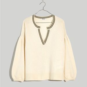 Madewell Pullover Sweater with Striped V Neck size Large